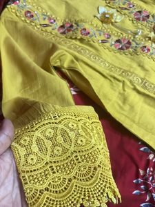 New Mustard Kurta Set With Dupatta