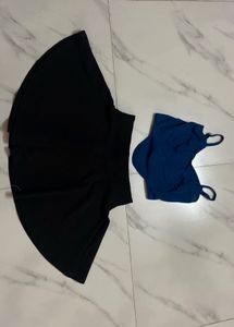 Black Skirt and Blue Top Set