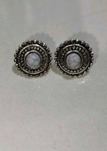 Oxidised circle Shape Tiny Stud Earrings for Women