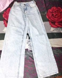 Zara Wide Leg Distressed Jeans