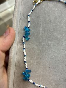 Cute Seed Bead Stone Blue Necklace