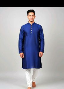 Men's Blue Kurta & White Bottom Set