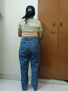 High Waist Blue Mom Fit Jeans