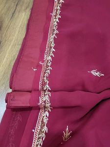 chiffon Maroon Saree