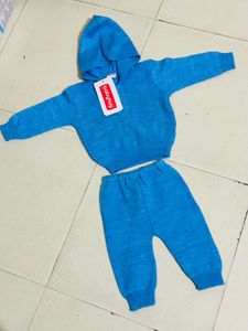 Babyhug Blue Knit Set - 0-3 Months