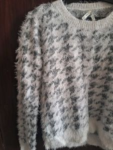 Fluffy Houndstooth Sweater