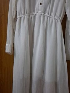 White Sheer Button-Down Dress
