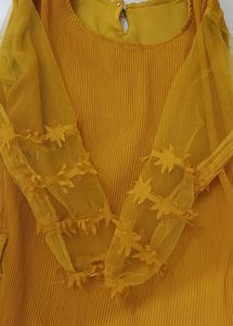Sheer Sleeve Mustard Top