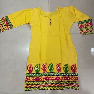 Yellow Embroidered Tunic Top