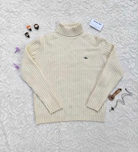 LACOSTE Cream Turtleneck Sweater