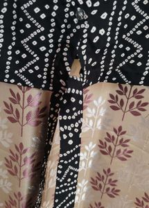 Black &amp; White Tie-Front Blouse