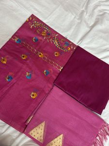 Pink Embroidered Banarasi Suit Set