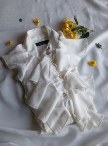 White Ruffle Formal Top