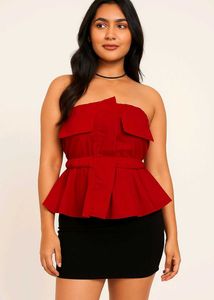Red Peplum Tube Top Perfect Gift For Your Love ❤️