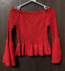 Red Off-Shoulder Blouse