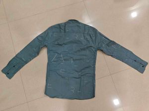 Avan Paul Printed Teal Green Casual Shirt (Medium)