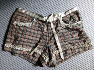 Vintage Plaid Lace Trim Shorts