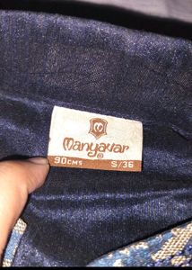 Manyavar Navy Blue Kurta Set &amp; Golden Pyjama Pants
