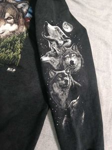 Vintage Y2K Wolf Graphic Zip Hoodie