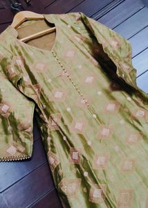Green Chanderi Silk Zari Woven Design Suit Set