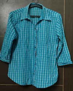 Unisex Blue Check Striped Shirt