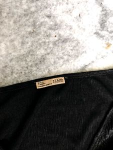 Zara V Neck Black Glitter Dress
