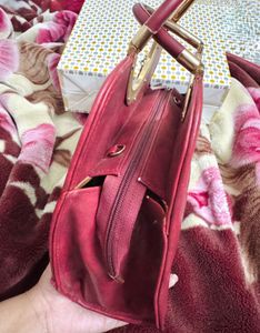 Burgundy Circle Handle Bag