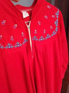 Fleece Embroidered Nightgown