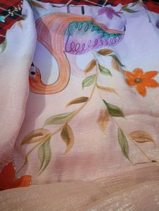 Original Hand Brush Paint Work Saree