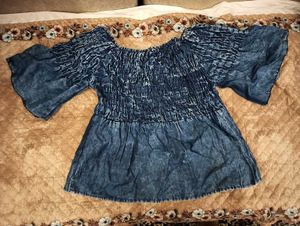 Blue Off-Shoulder Top