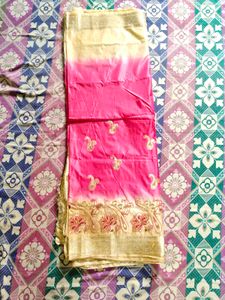 Pink & Gold Embroidered Saree