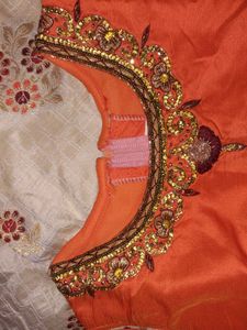 Orange Embroidered crop top