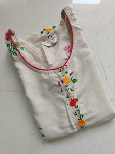 Beige Straight Kurta For Women