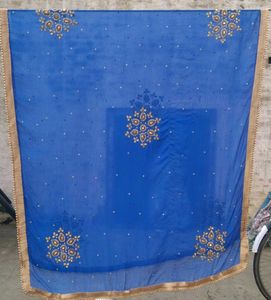 Blue Embellished Dupatta