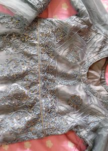 Elegant Grey Anarkali Gown