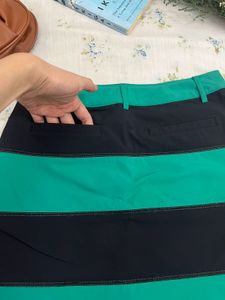 Ae Green Skirt With Black Stripes