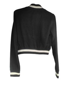 Black Cropped Bomber Jacket