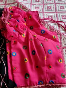 PLAIN SAREE WITH EMBROIDERY BLOUSE