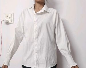 Side Collar White Formal Shirt
