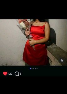 Backless Red Satin Dress