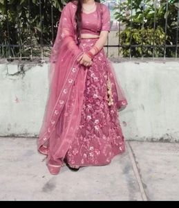 Dusty Rose Embroidered Lehenga
