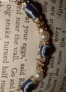 Pearl &amp; Evil Eye Bracelet