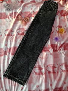 Women Black Fade Jeans Straight Fit High Rise.