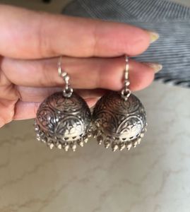 Oxidized Silver Jhumkas