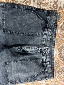 Grey Flared Cargo Denim