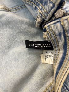 Denim Tube Top with Peplum Hem