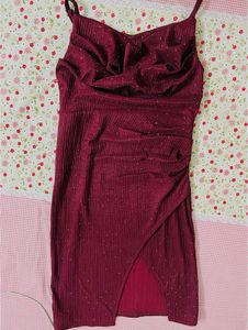 Burgundy Sparkle Mini Dress