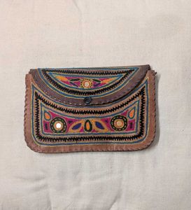 Bohemian Camel Leather Sling Bag / Envelope Clut