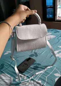 Chic White Croc Embossed Top Handle Bag