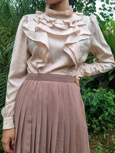 Korea Ruffled Tops And Skirt Combo